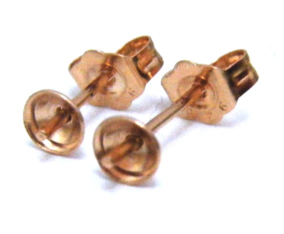 Rose Gold Vermeil Pearl Small Cup Ear Wire